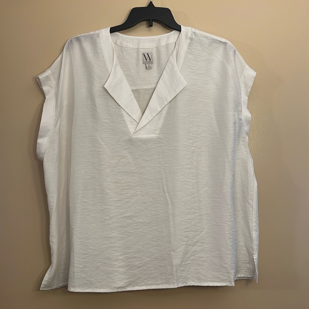 Worthington Women’s V neck short dolman sleeve blouse, off white, SZ various